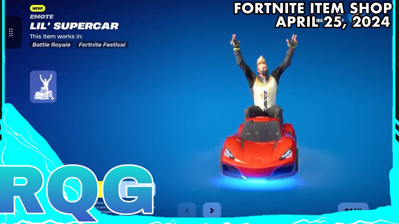 “NEW” LIL’ SUPERCAR EMOTE IS HERE! FORTNITE ITEM SHOP (April 25, 2024)