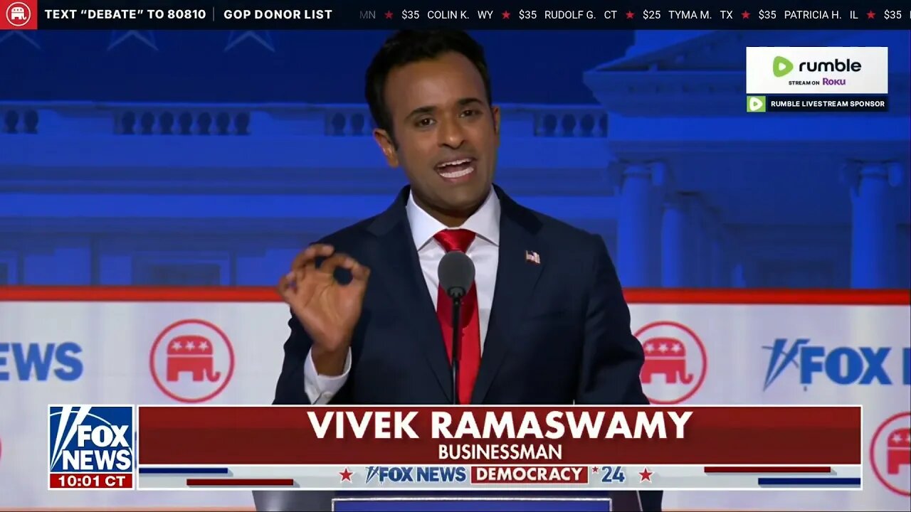 Vivek Ramaswamy's Closing Statement, First Republican Debate