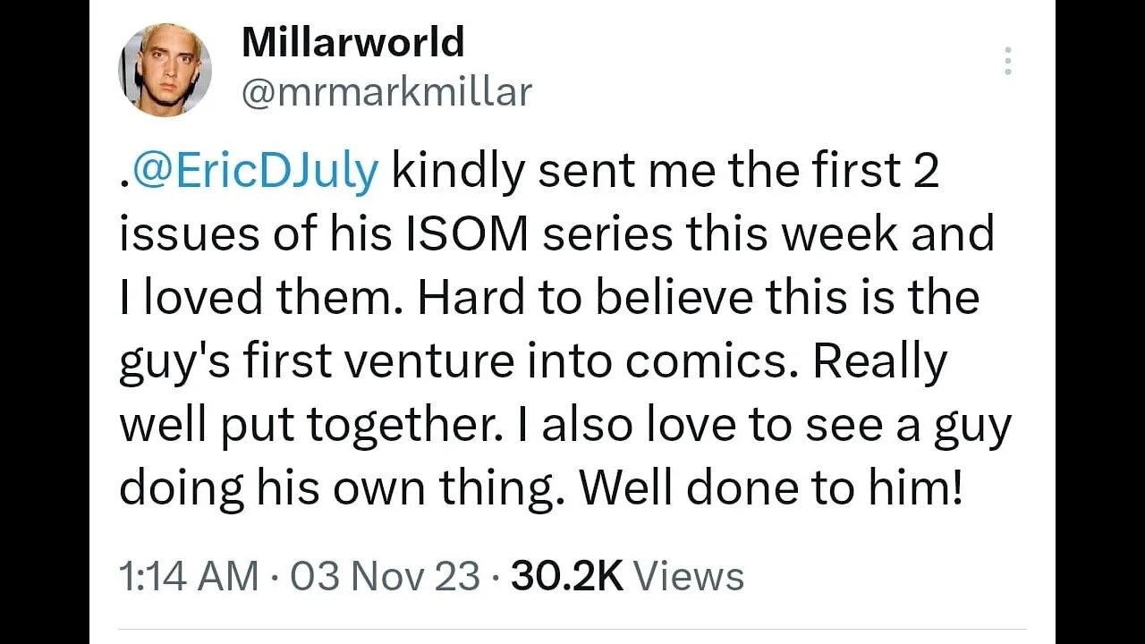 Mark Millar's Praise of Eric July's ISOM Exposes Comicsgates' Compromised Ethics