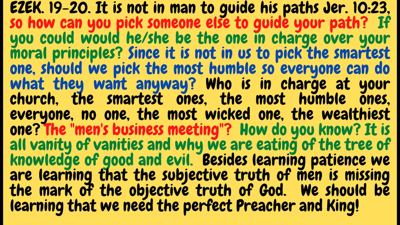 Ezek. 19,20 DENOMINATIONAL APOSTASY ENDS WITH THE REALIZATION THAT PREACHERS OF MEN CAN ONLY PREACH THE RELIGIONS AND PHILOSOPHIES OF MEN!