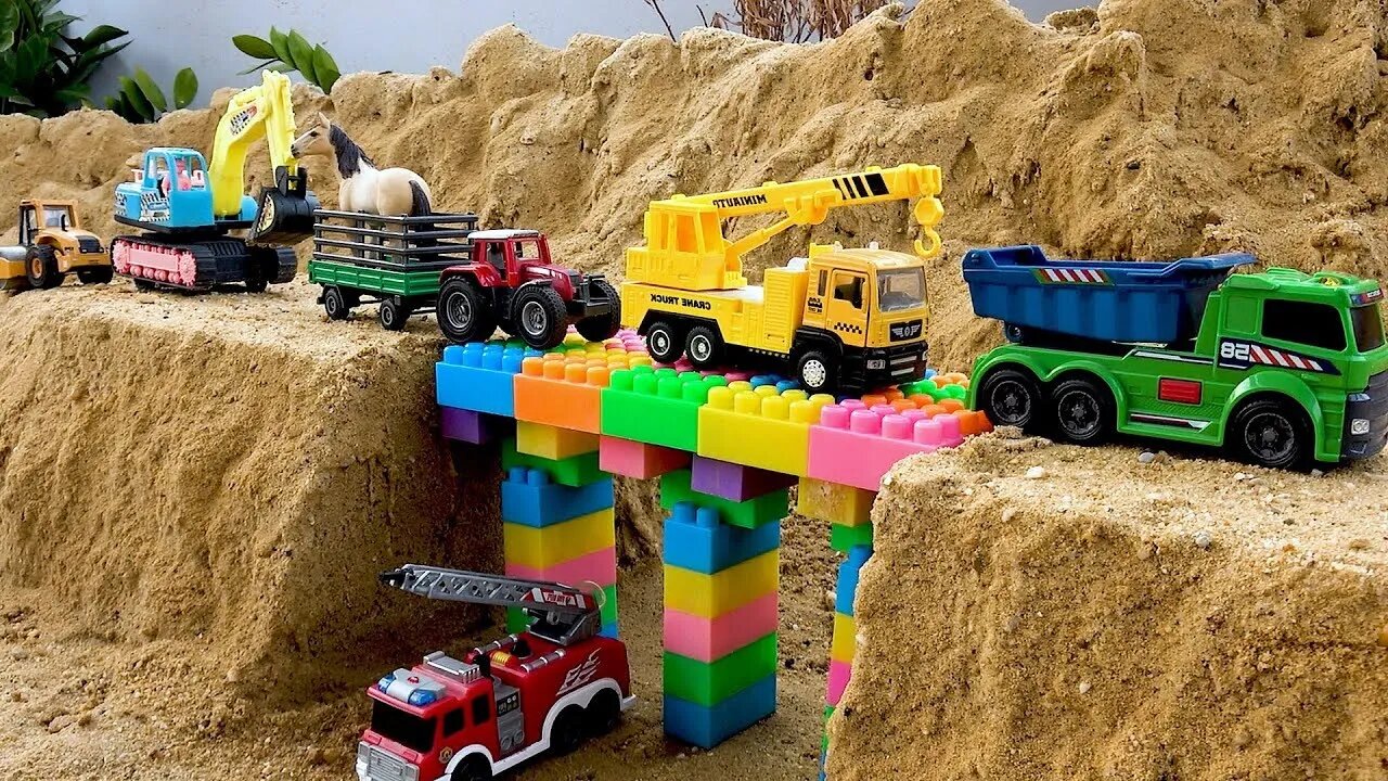 Vehículos de construcción y misiones de construcción de puentes Camiones para niños Bibo español