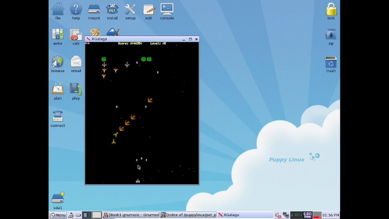 XGalaga on Puppy Linux 4.3.1