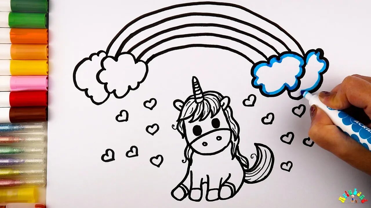 Drawing and Coloring a Unicorn for Kids & Toddlers | Ariu Land