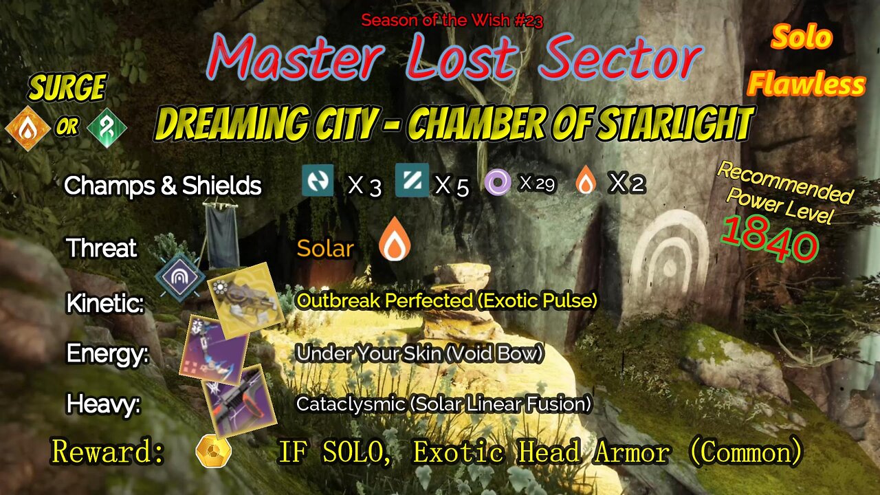 Destiny 2 Master Lost Sector: Dream City - Chamber Starlight on Solar Titan Solo-Flawless 12-22-23