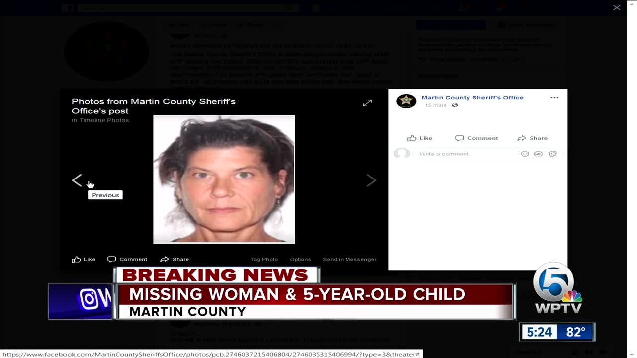 Martin County Sheriff's Office seeks info on missing adult & child