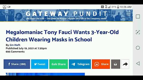 Fauci Wants 3 Year Olds Wearing Masks...