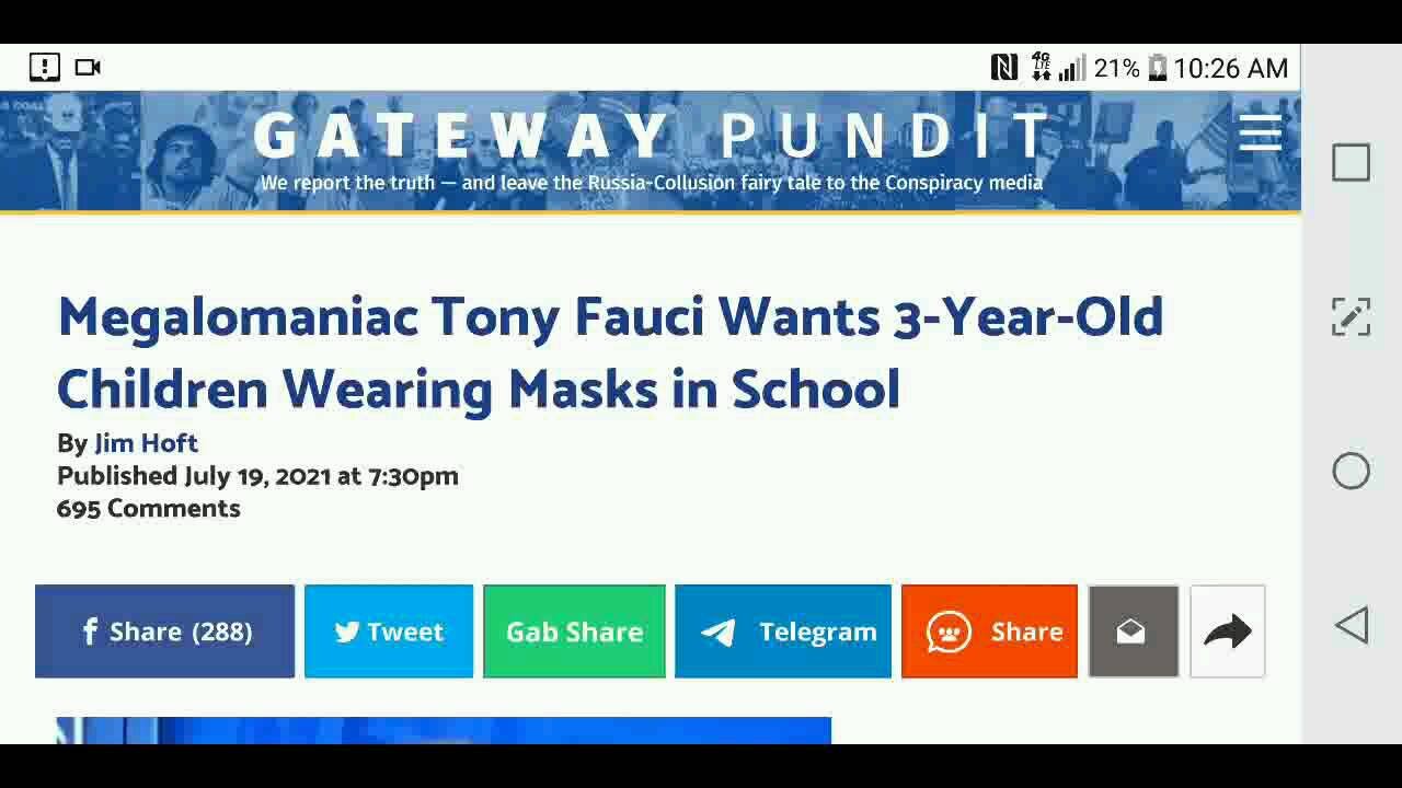 Fauci Wants 3 Year Olds Wearing Masks...