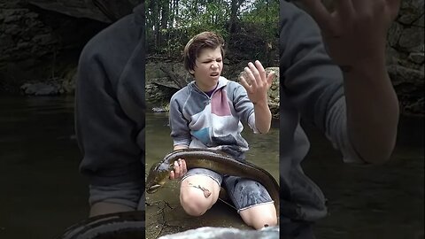 EEL SLIME in my hair 😭 #shorts #fishing #fish