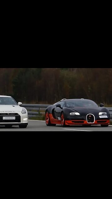 😎Bugatti Veyron Vitesse brutal streetrace to 350 km/h to 220 mph with AMS Alpha 12+ tuned Nissan