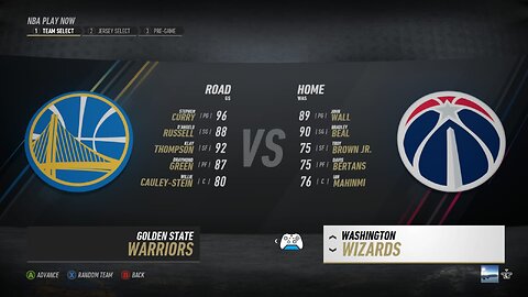 🏀NBA Live Season - Week 4 - Golden State Warriors (Road) VS (Home) Washington Wizards