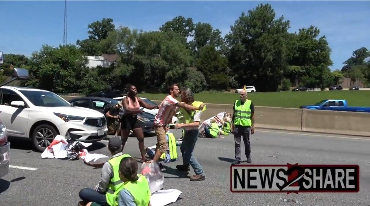 Man On Parole Gets In Face Of Climate Protestors Blocking DC Road