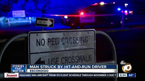 Police searching for car that hit man on Escondido street