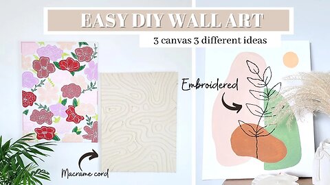 Easy DIY WALL ART Ideas | Textured & Embroidered Abstract Wall Art