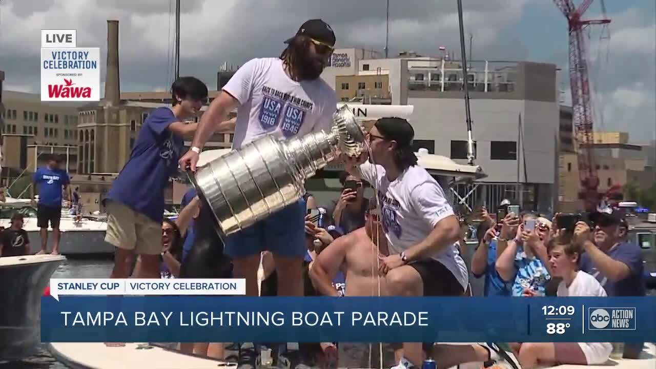 Ryan McDonagh drinks from Stanley Cup