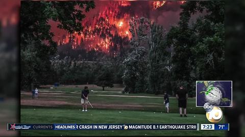 Golfing next to a raging fire?