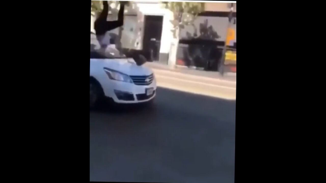 dude wants to fight anther dude then takes off and gets hit by car.