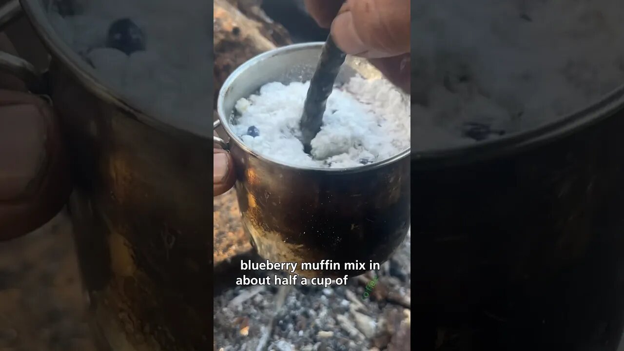 Easy Blueberry Muffin in Coffee Mug. Grease or oil your mug first to help with sticking. #bushcraft