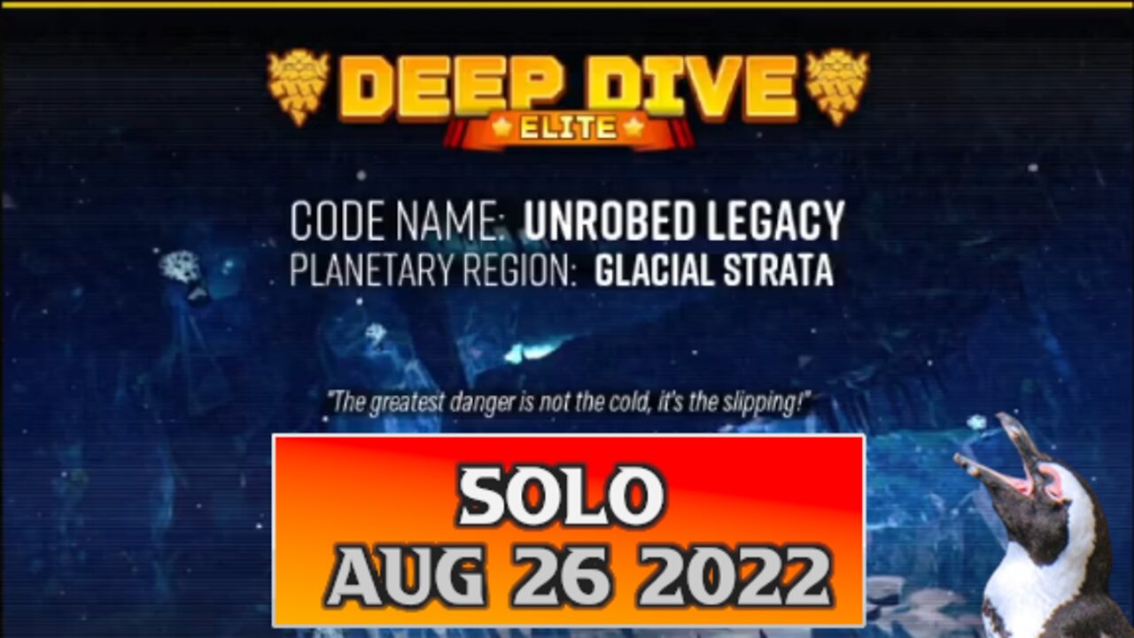 Deep Rock Galactic Elite Deep Dive – August 26 2022 – Unrobed Legacy