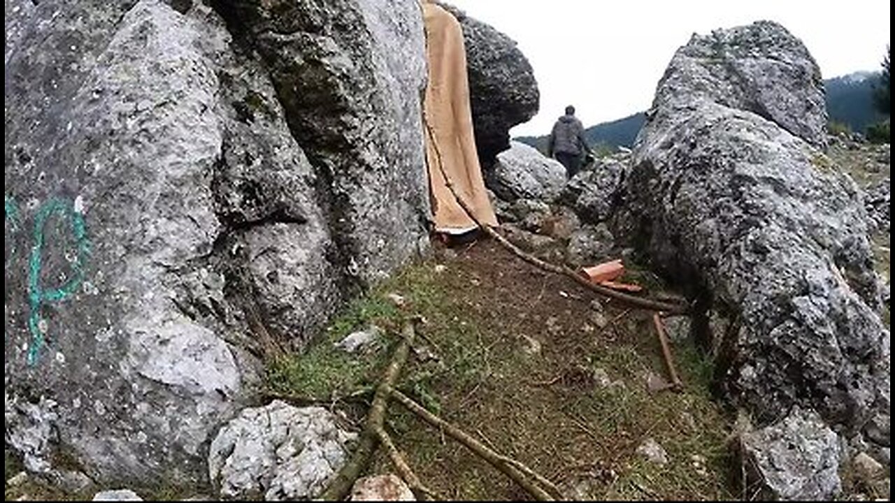3 Days Solo BUSHCRAFT Winter Camping; I Built a CAVE with Fireplace, SURVIVAL SHELTER. Fish Cooking
