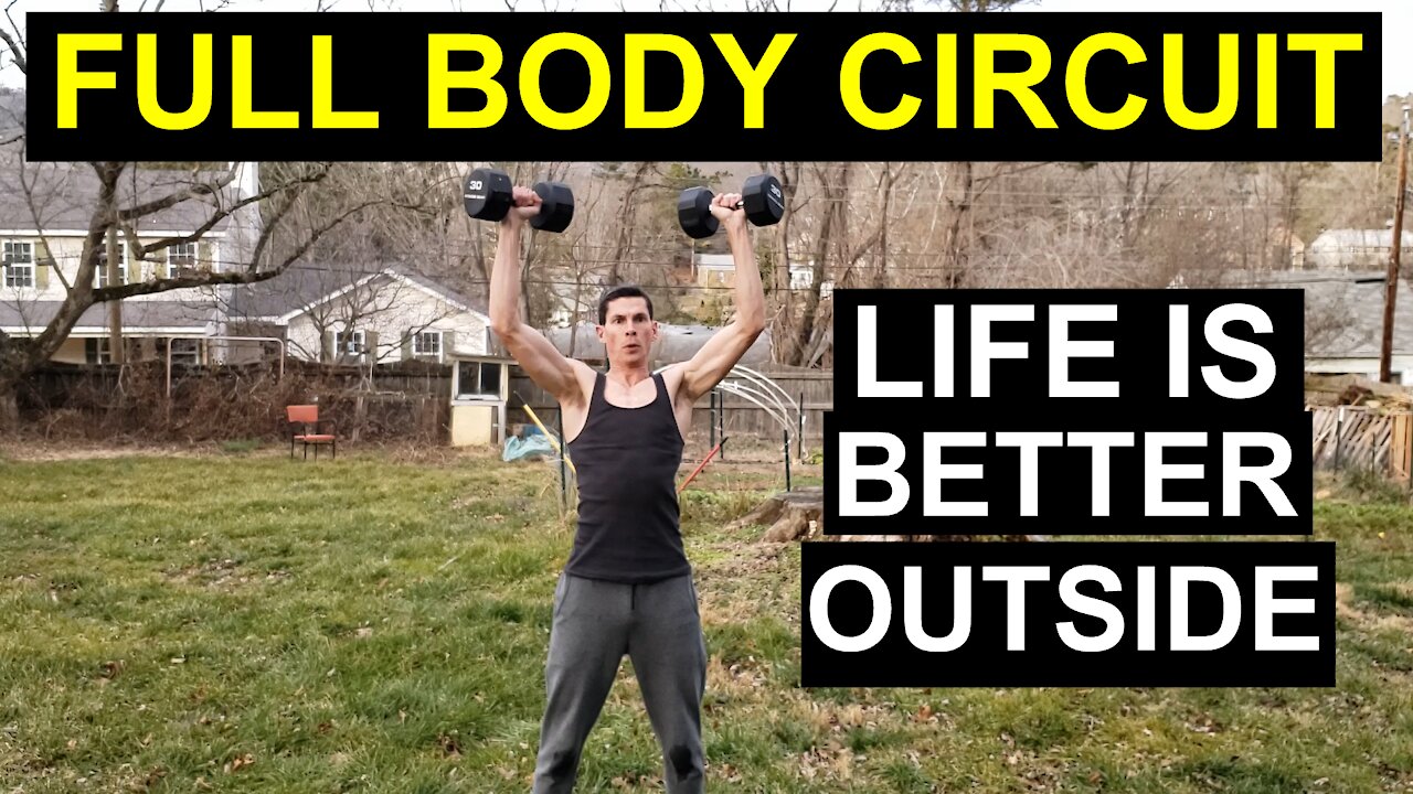 Full Body Outdoor Circuit with Optional Supersets | FAT BURNING Intensity with Bands + Dumbbells