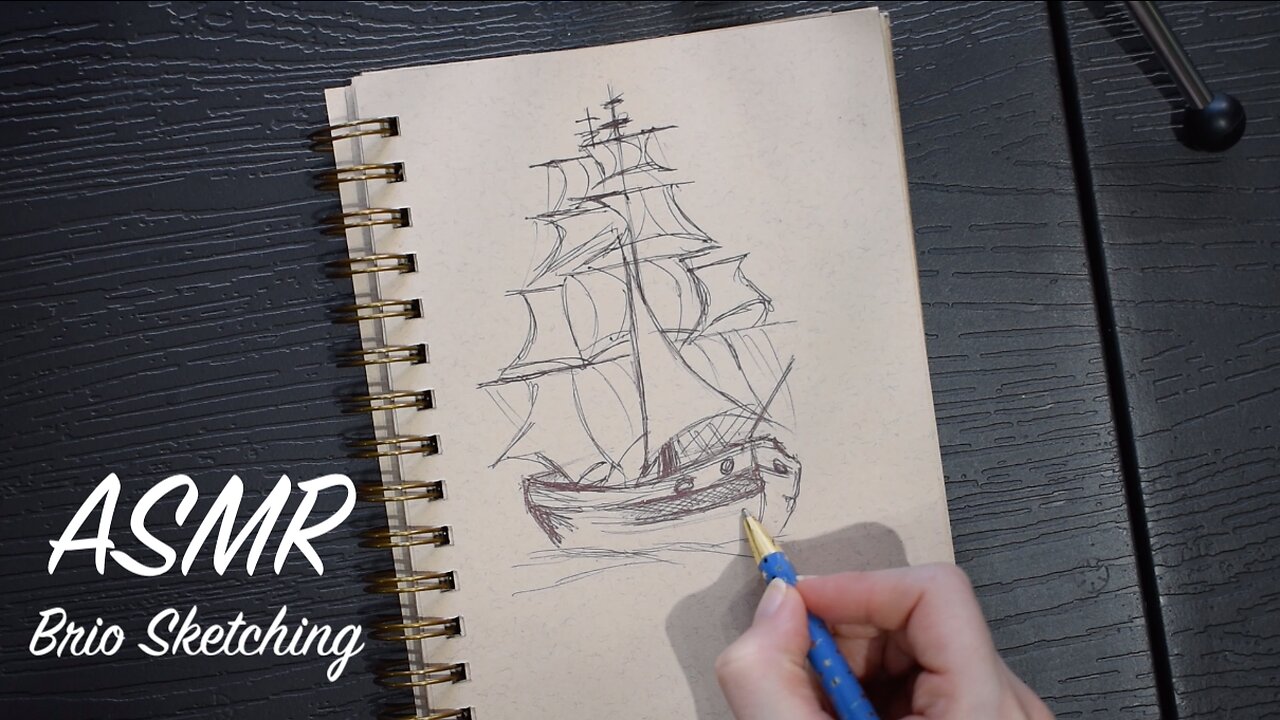 ASMR Quietly Sketching Next to You (No Talking) | Biro Drawing Ship