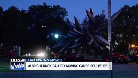 Albright-Knox moving canoe sculpture