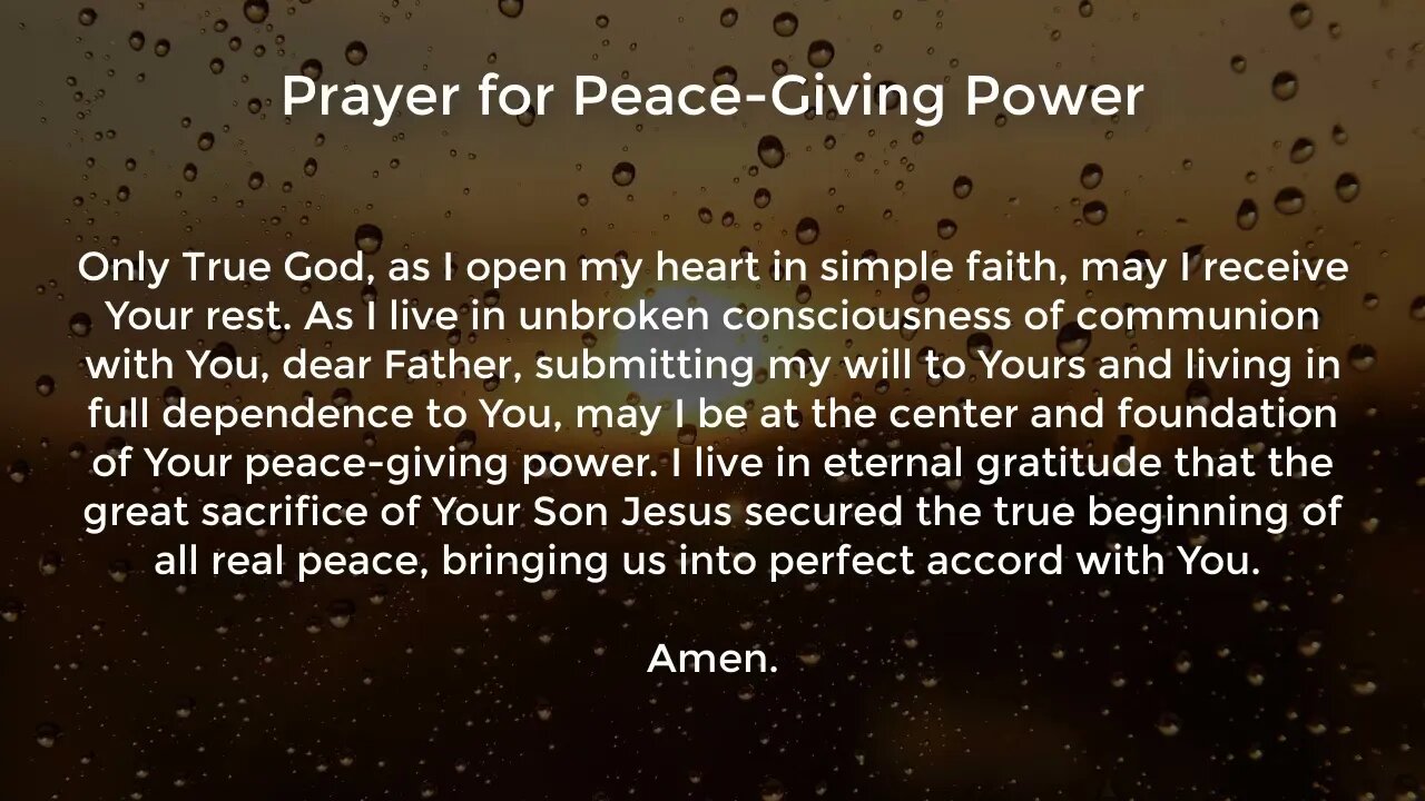 Prayer for Peace Giving Power (Prayer for Peace of Mind)