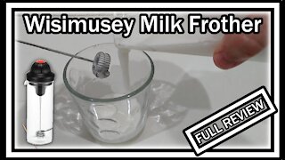 Wisimusey Milk Frother Whisk Mini Mixer With Glass Cup, FULL REVIW (Parts, Battery, Instructions)