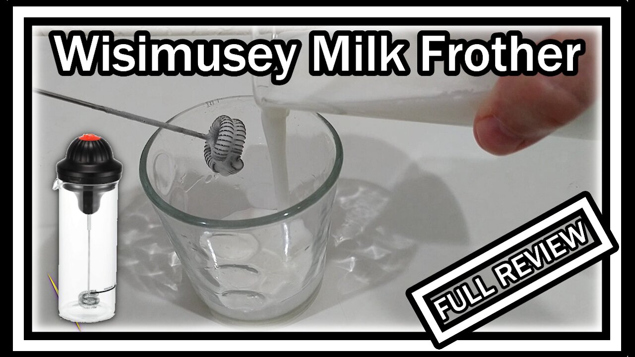 Wisimusey Milk Frother Whisk Mini Mixer With Glass Cup, FULL REVIW (Parts, Battery, Instructions)