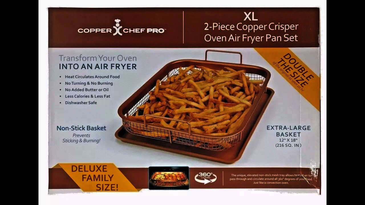 air frying Copper Crisper XL copper chef unboxing, review, demonstration, and cleaning