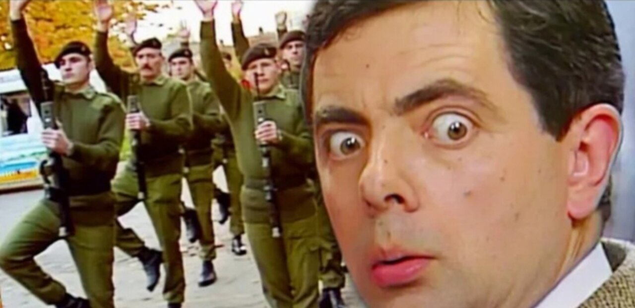 Mr bean comedy scenes with army