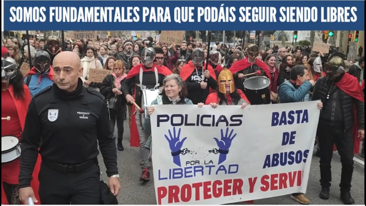 Intervención Policías por la Libertad en Manifestación Barcelona 19 marzo 2022 Plaza Catalunya