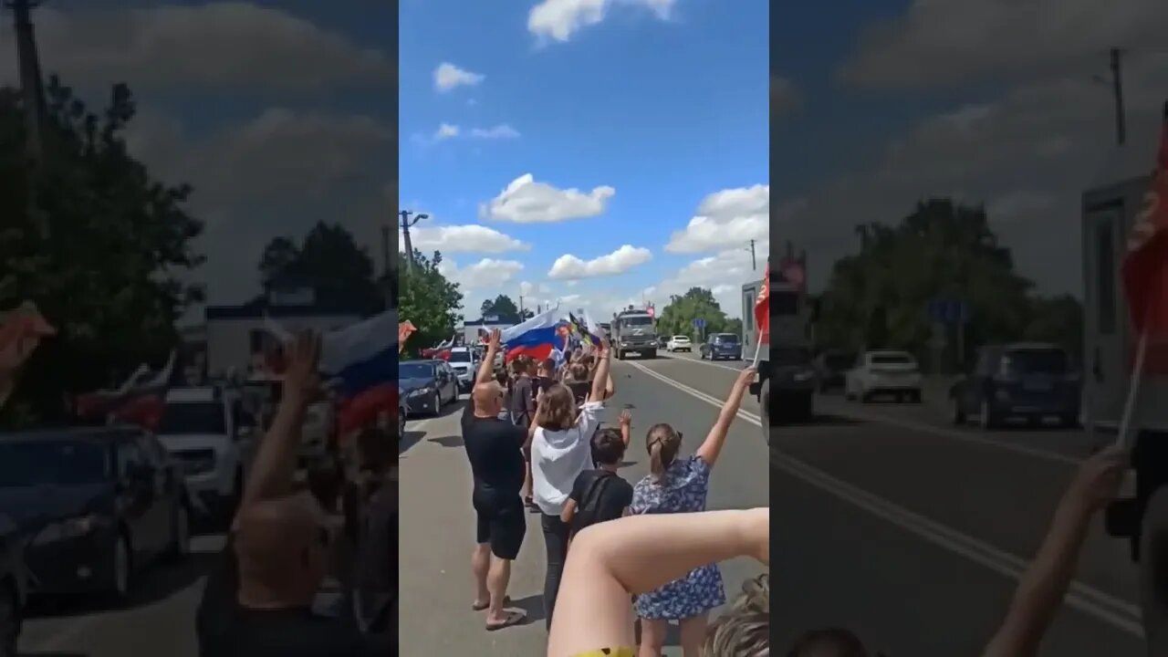 The people are cheering the Russian troops are finally there