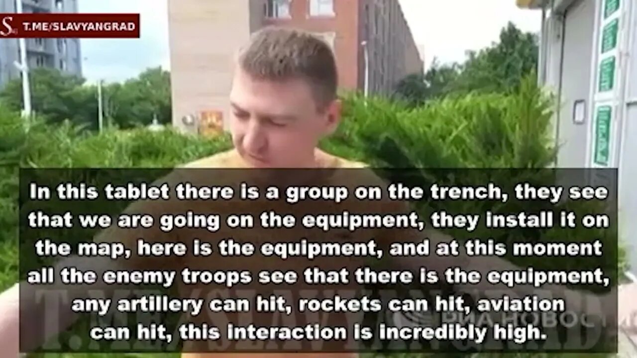 Russian soldier shows a captured Ukrainian Tablet (English subs)