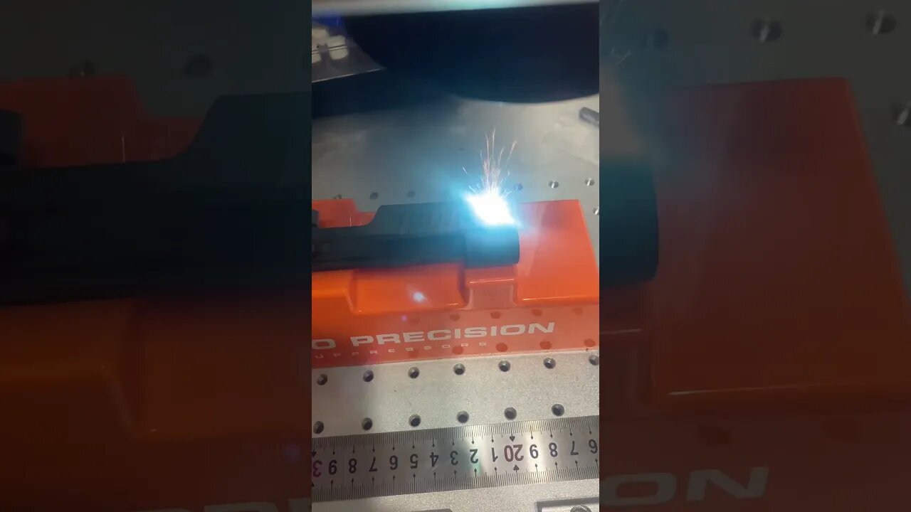 Laser engraving a Sig P365 slide for a customer