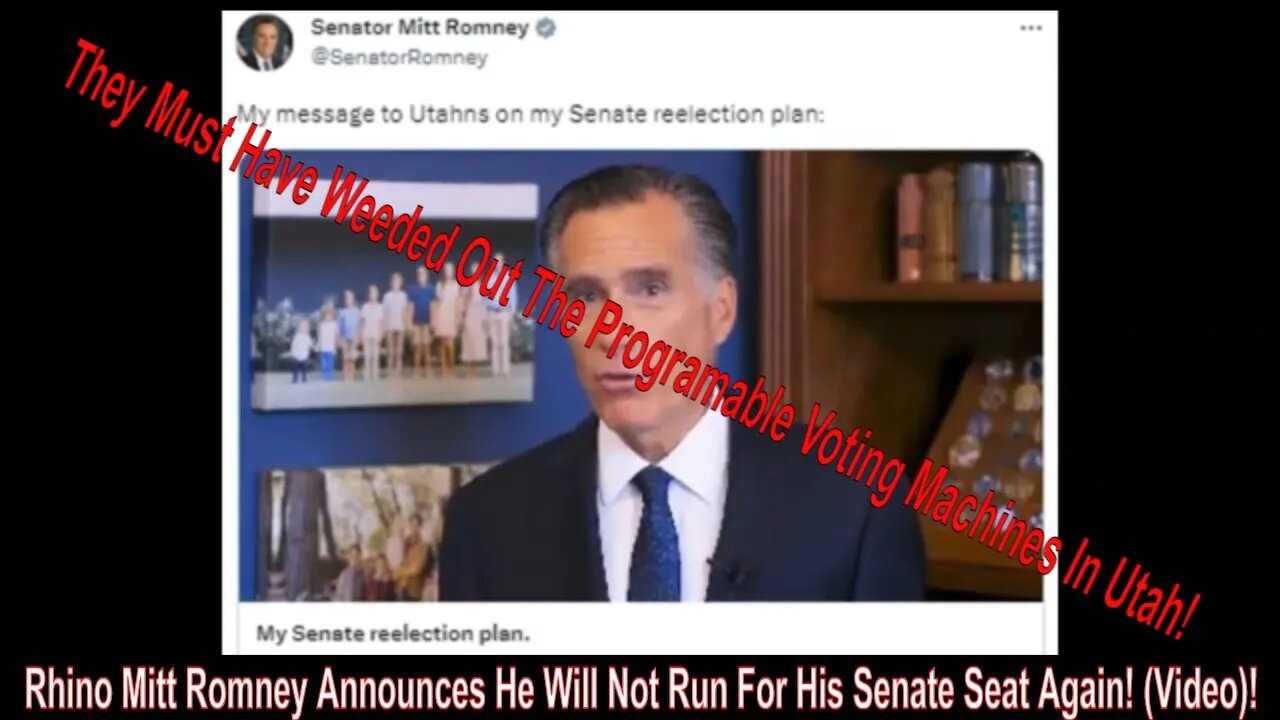 Rhino Mitt Romney Announces He Will Not Run For His Senate Seat Again! (Video)!