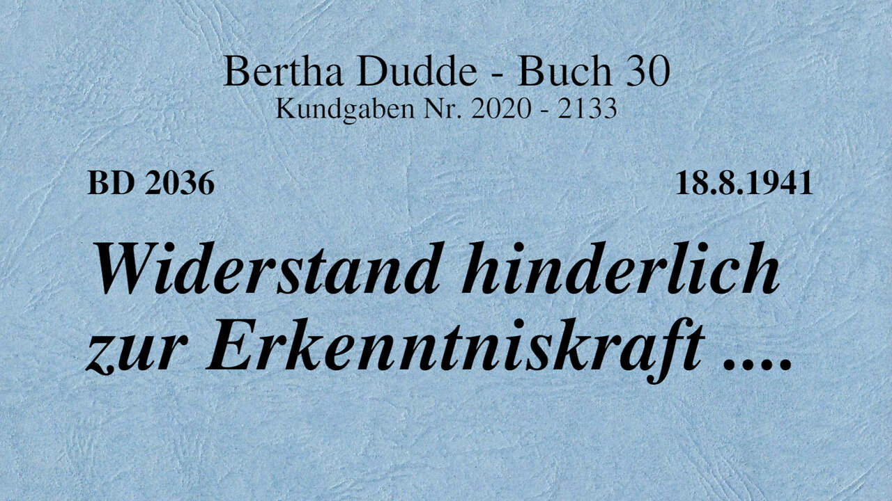 BD 2036 -WIDERSTAND HINDERLICH ZUR ERKENNTNISKRAFT ....