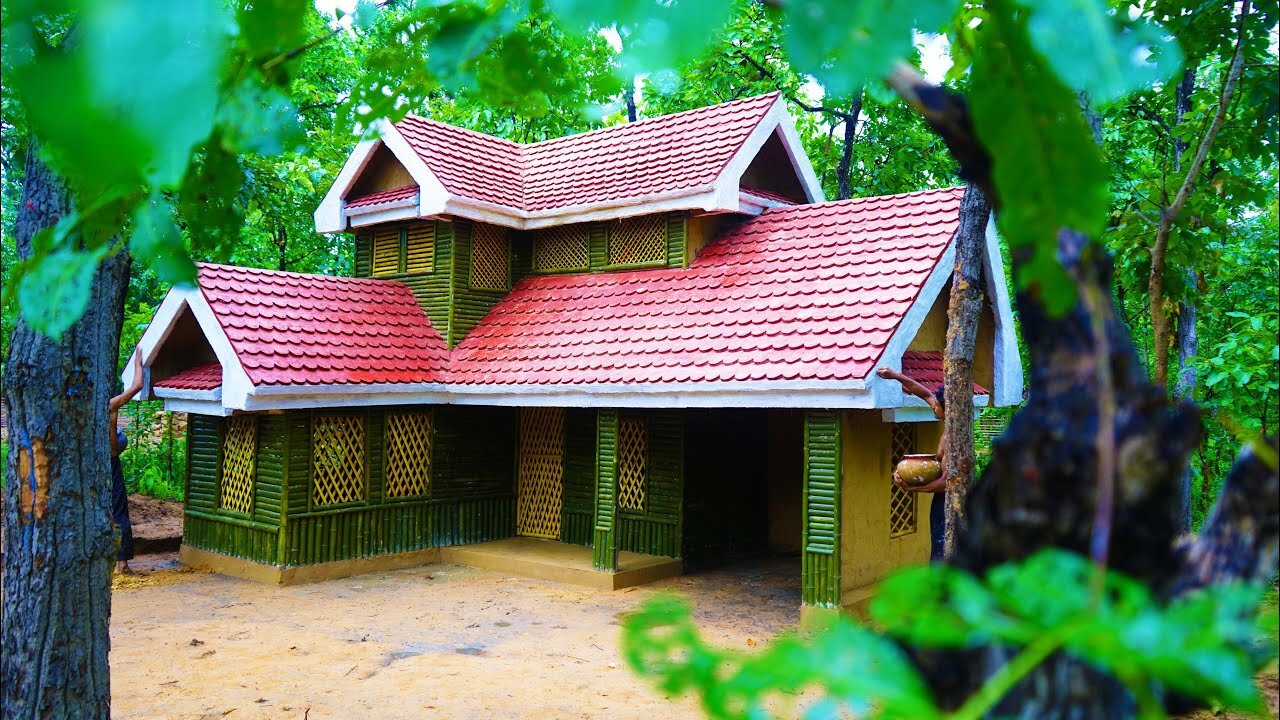 Technically update the modern bamboo and mud house by adding tiles color