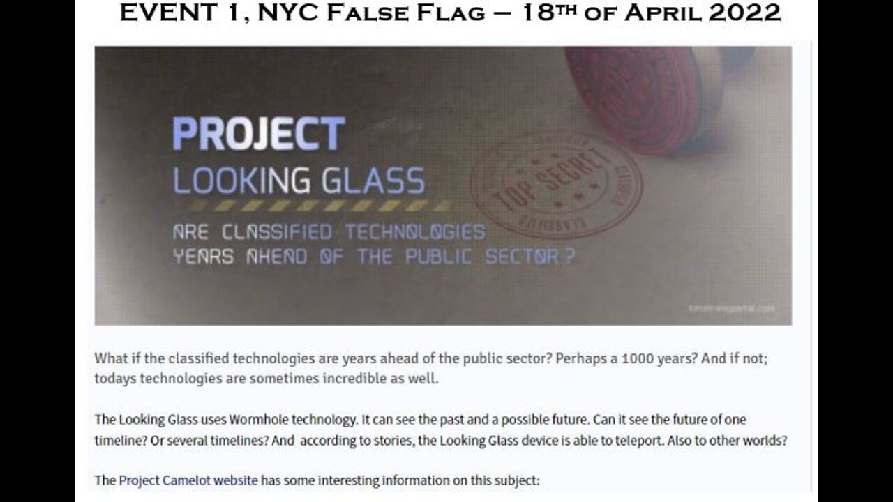 Event 1 - April 18th 2022, NYC false flag - spreading the word