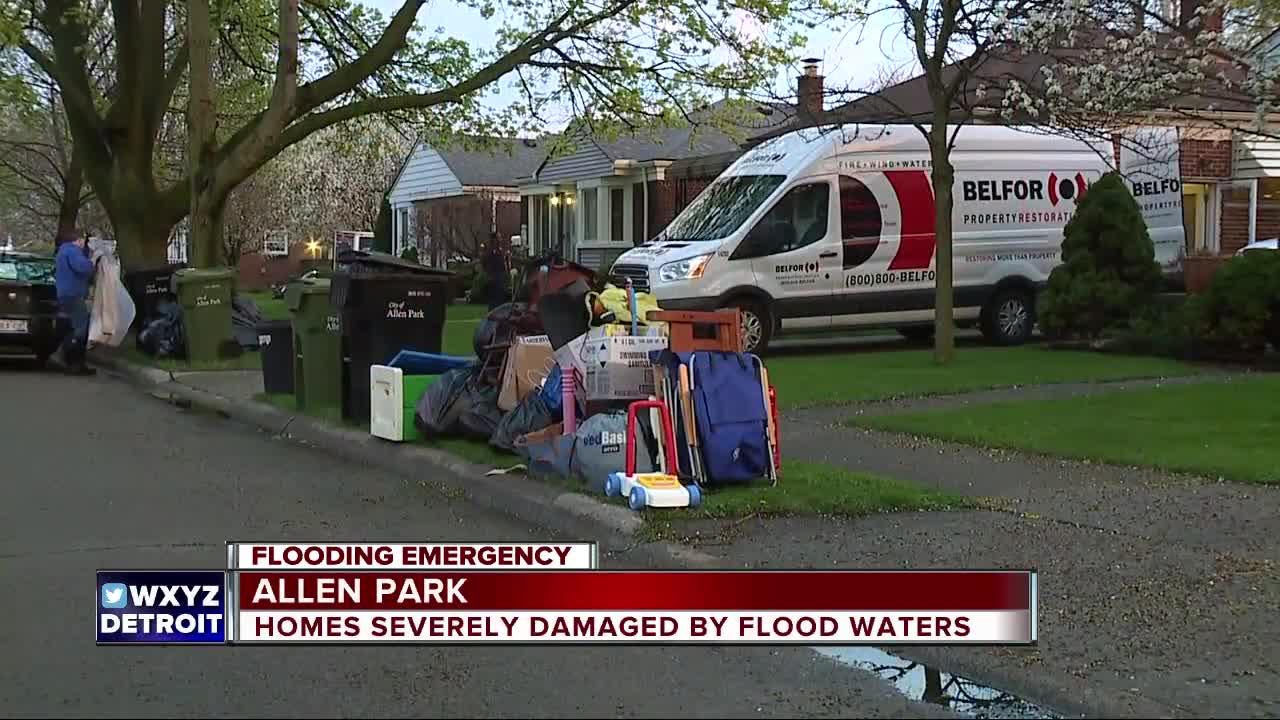 Flooding cleanup in Allen Park