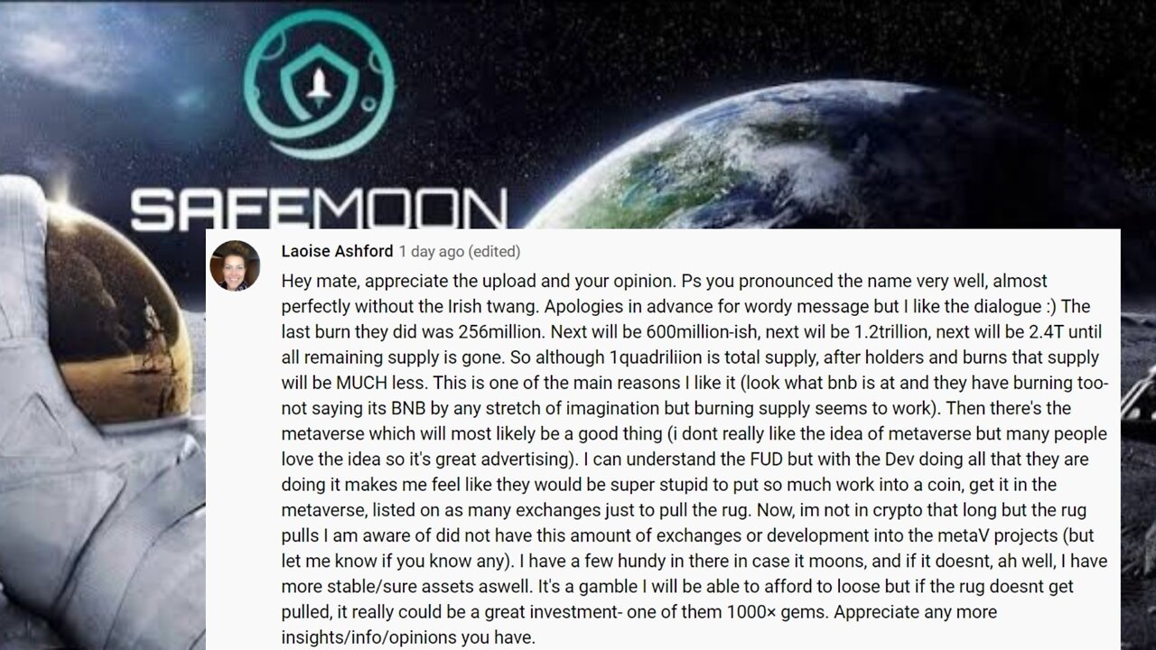 Safemoon @SFM video response to comment