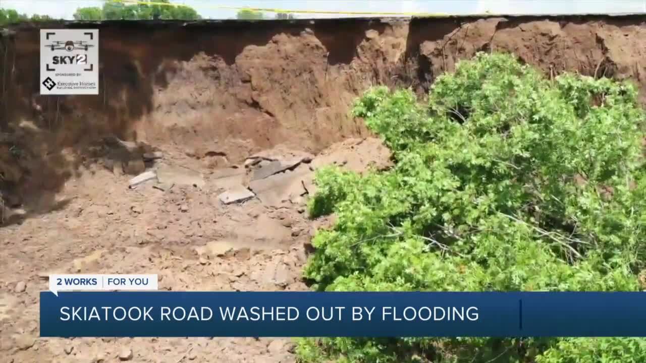 Skiatook road partially washed away due to flooding