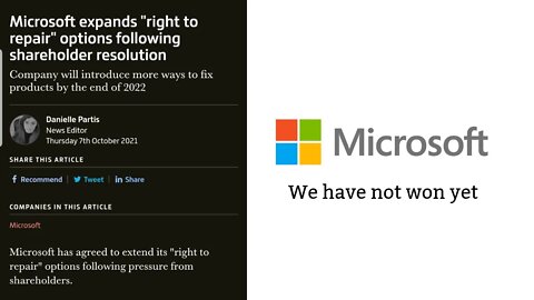 A word on Microsoft; we haven't WON yet!