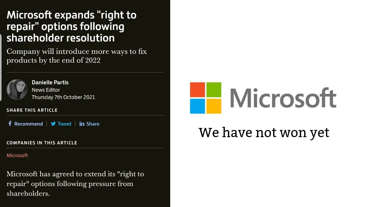 A word on Microsoft; we haven't WON yet!