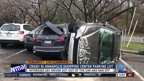 Crash caught on camera in an Annapolis shopping center parking lot on Thursday