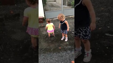 Lauren's first puddle ❤️❤️ Baby giggles 😂 Italy 2015