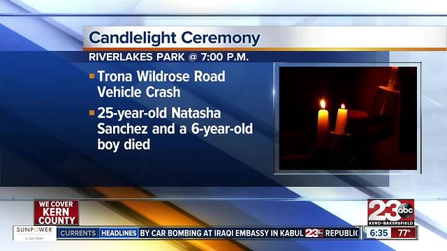 Vigil for 6 year old killed in car accident on Trona Wildrose Road