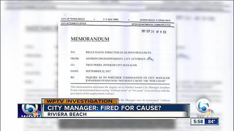 Was Riviera Beach City Manager fired for cause?