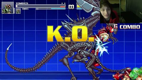 Zombies VS Alien Queen In An Epic Battle In The MUGEN Video Game With Live Commentary