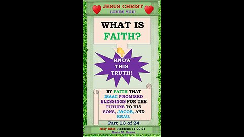 BY FAITH ISAAC PROMISED BLESSINGS FOR THE FUTURE TO HIS SONS, JACOB AND ESAU.